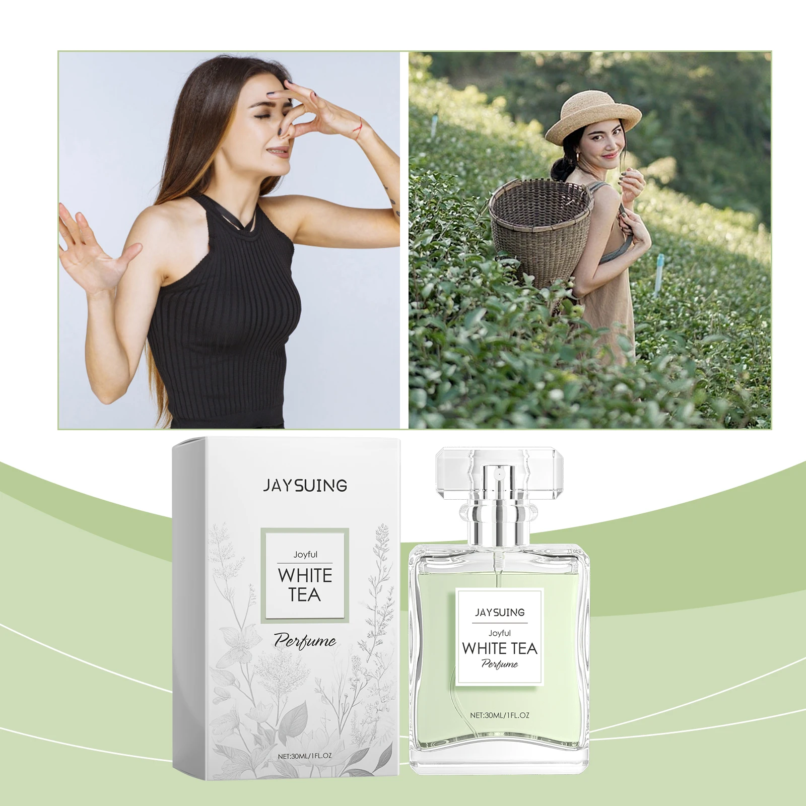 Jaysuing White Tea Perfume, White Tea Eau De Toilette Spray Perfume for Women, Refreshingly Elegant, Long-Lasting Fragrance