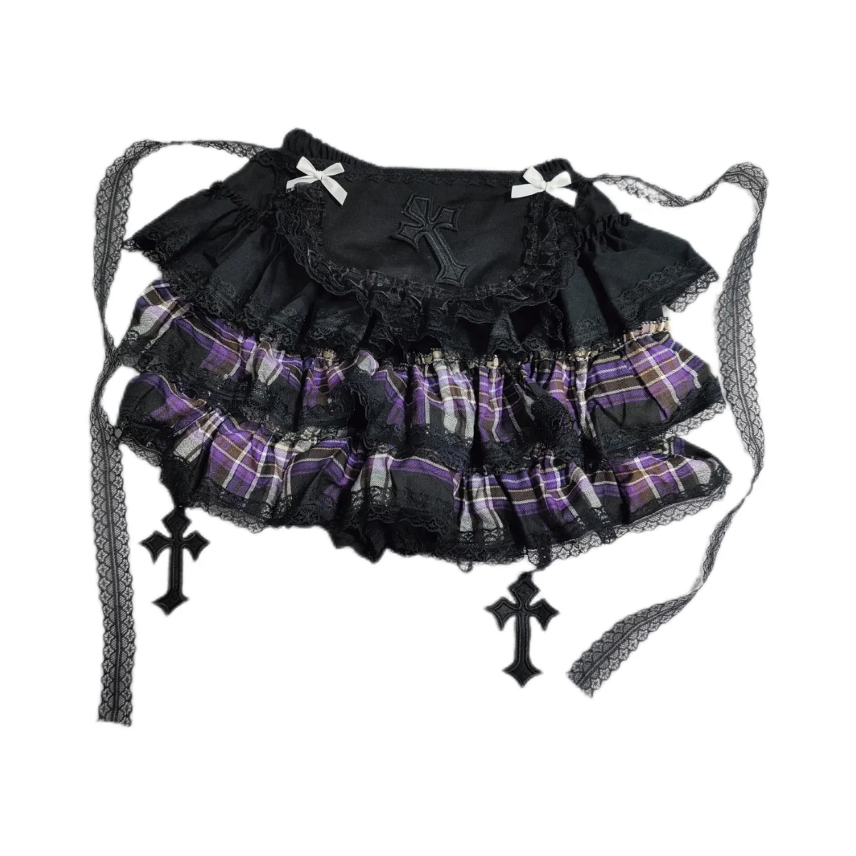 

Sister punk plaid puffy skirt skirt new lace