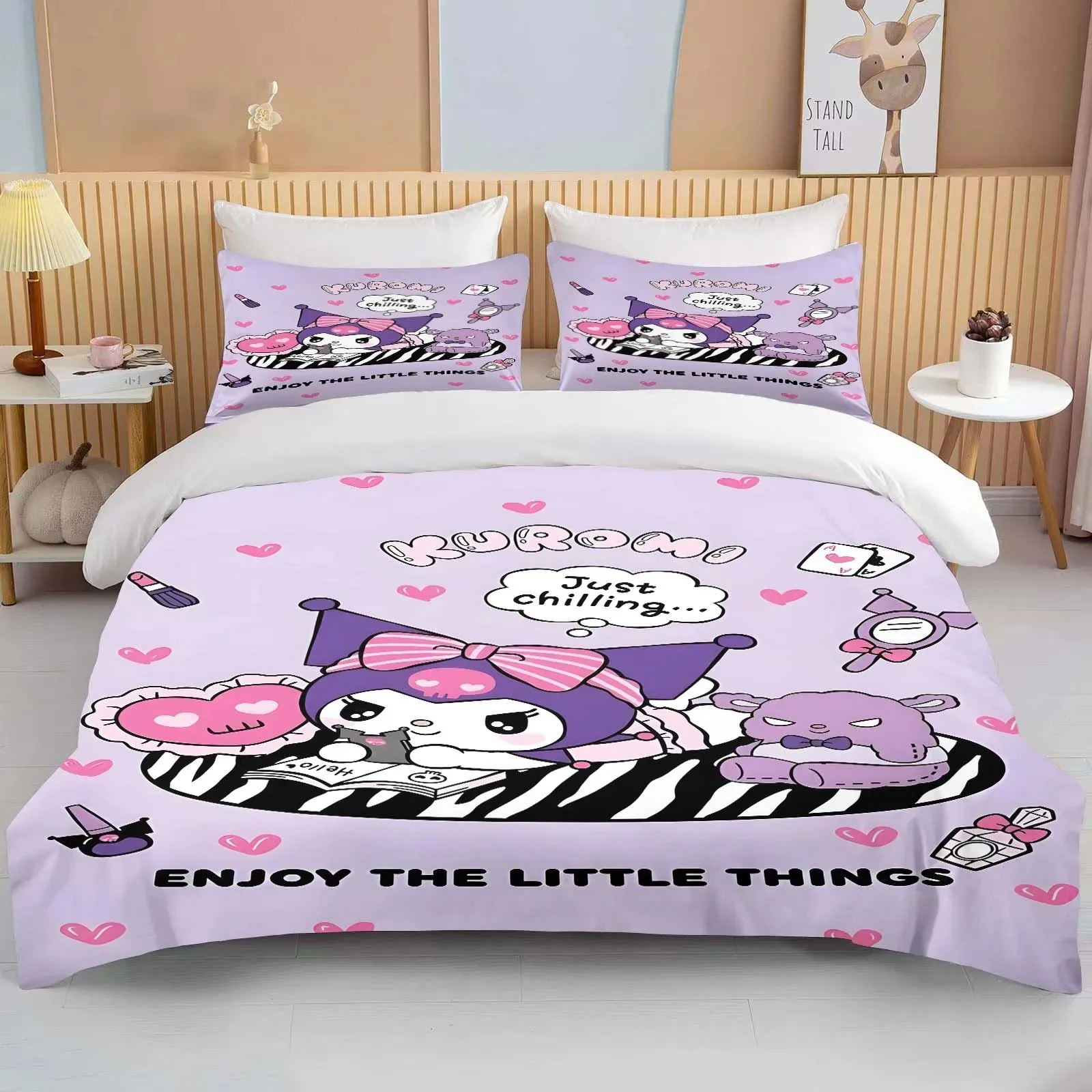 Sanrio Kuromi duvet cover pillowcase 3 piece set kids gift single double bed home room décor bedding set multi size