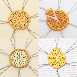 Cute Pizza Childhood Friendship Chain for Women Triangle Food Charms Necklace Best Friends Keychain BFF Jewelry Birthday Gifts