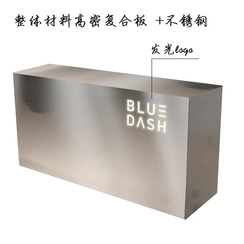 Stainless steel milk tea shop bar table simple clothing store modern light luxury checkout page compan