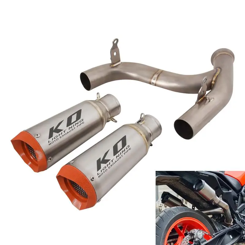 

Motorcycle Exhaust System Mid Connect Pipe Left&Right Muffler Escape Titanium Alloy Modified For DUKE 790 890 890R 2018-2023