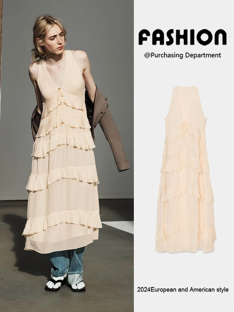 

Spring New Arrival Women's Faionable Svel Layered Decorated Midi Dr Ele Sle 2026 Seasonal Collection