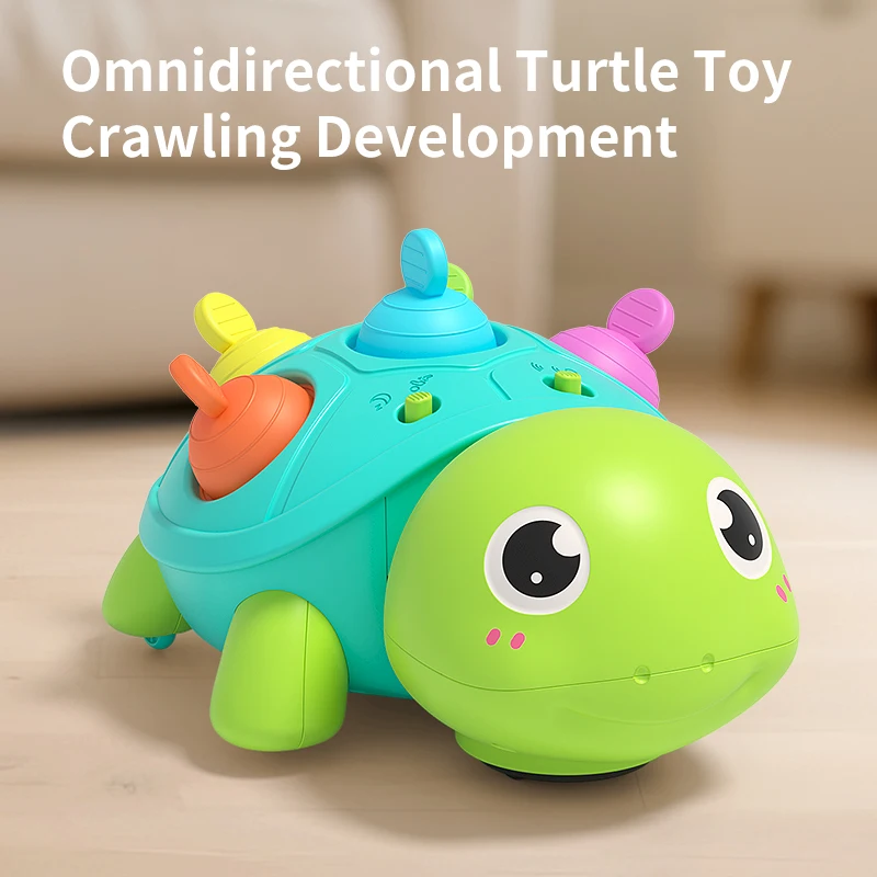 Baby Crawling Turtle Toy 0+, Infant Tummy Time Sensory Teething Musical Toys, Toddler Walking Learning Motor Skill, Christmas