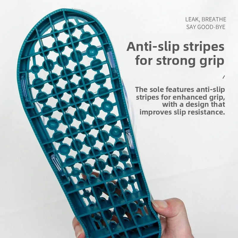 Anti-Slip Bath Slippers Women's Dry Quick Plastic Hollow out Drainage Couple Bathroom Massage Flat Sandals Summer Shoes