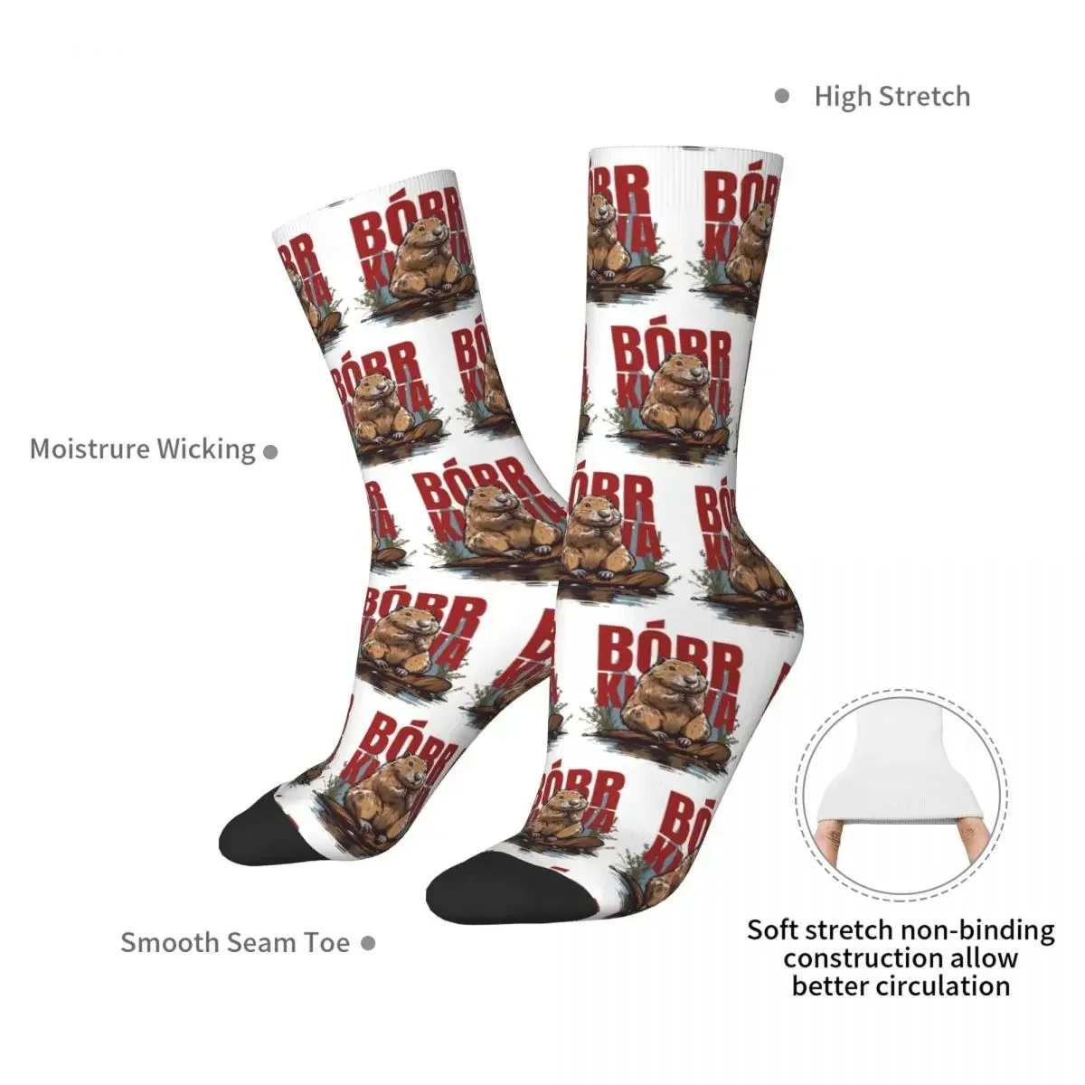 Bobr Kua – Bober, Bobr, Biber, Boberek Socken, Harajuku-Strümpfe, ganzjährig lange Socken, Zubehör für Unisex-Weihnachtsgeschenke