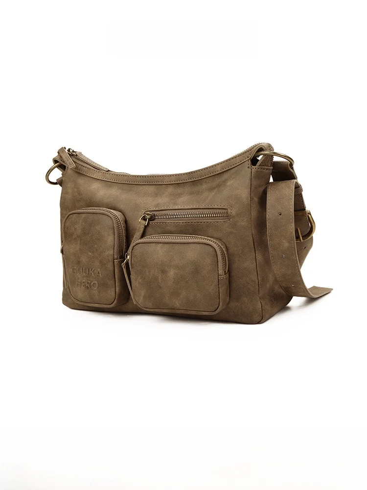 Brown Leather Crossbody Bag for Women Multiple Pockets Adjustable Strap Design Versatile Large Capacity Bag Daily Commuting T...