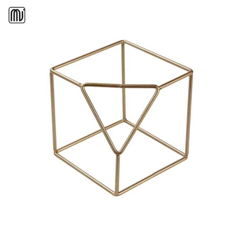 Contemporary Decor Geometric  Home Decor Ornaments Accessories Gold Hollow Out Metal Frame Home Decoration