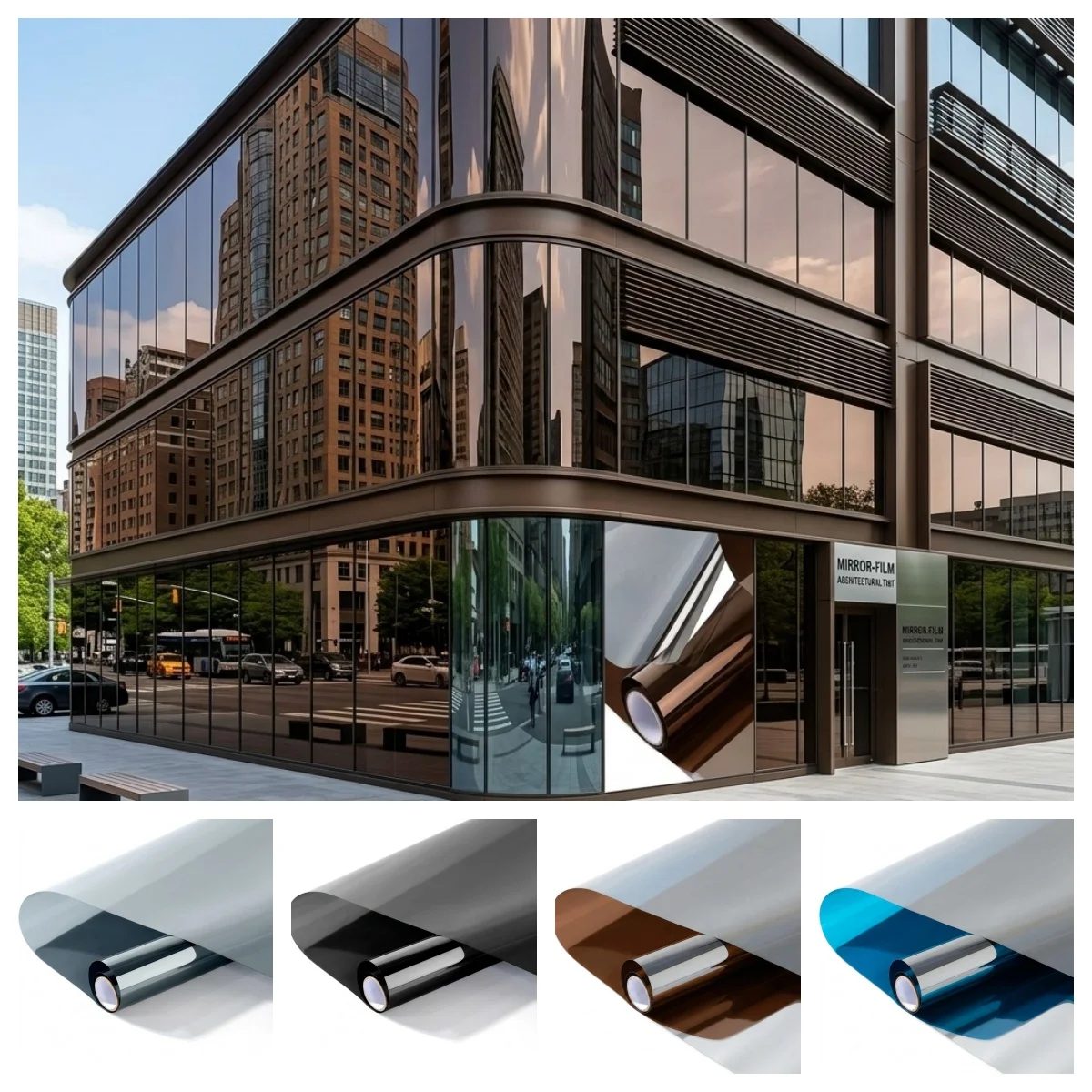Pellicola per Finestre in Vinile Anti-Sole, Controllo del Calore, Risparmio Energetico, Pellicola Adesiva per Finestre, Specchio Unidirezionale, Pellicola Oscurante in PET per Auto, Casa, Porta Doccia