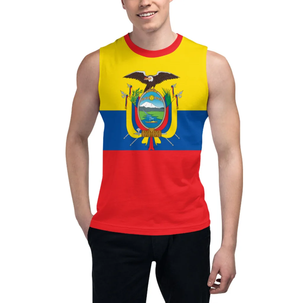 

Футболка без рукавов с флагом Эквадора 3D Мужская футболка для мальчиков Тренажерные залы Майки для фитнеса Бегуны Баскетбольный тренировочный жилет