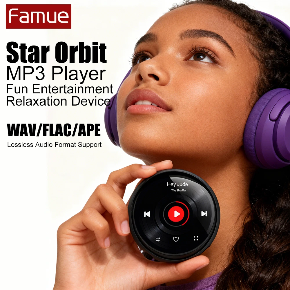 

Famue BF03 Star Orbit MP3 Player Bluetooth 5.3 WAV FLAC Lossless Audio Built-in Speaker Rotatable Circular Student Christmas Gif