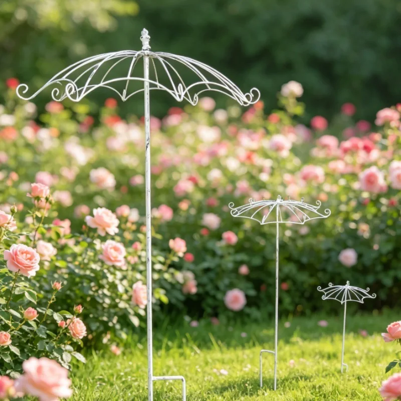 Courtyard Iron Wire Umbrella Flower Insert Climbing Frame Homestay Balcony Terrace Decorative Floor Insert Climbing Frame