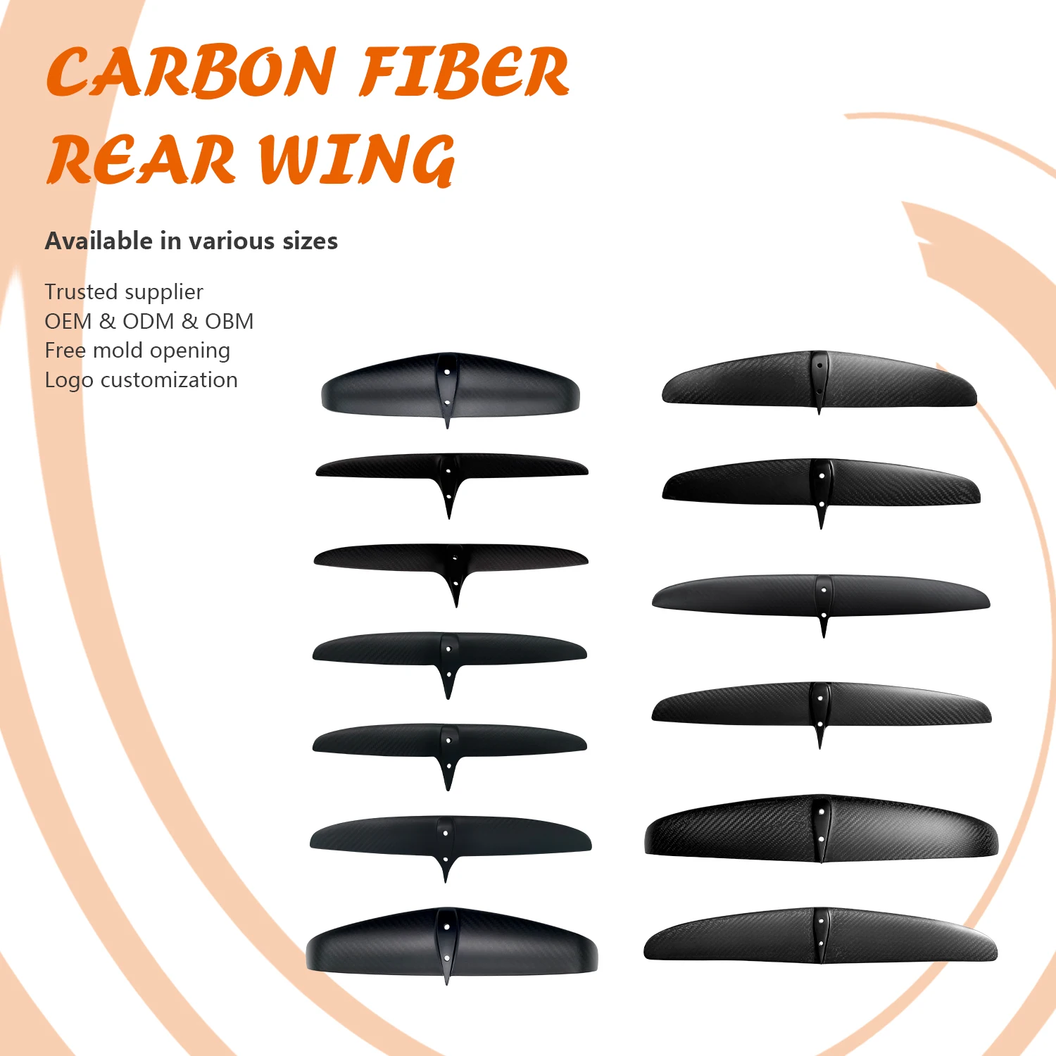 T460/T500 Universal Rear Wing Carbon Skinny Accessories for Surfboard Kite Efoil Wave Pupming Foil Board Play Hydrofoil Surfing