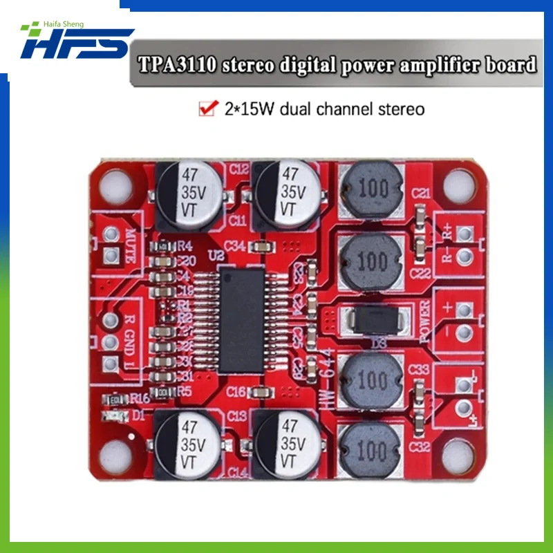 

DC 12V TPA3110 TPA3110D2 Digital Power Amplifier Module 2x15W Dual Channel Stereo DIY Speaker Amplifier Electronics Design PCB