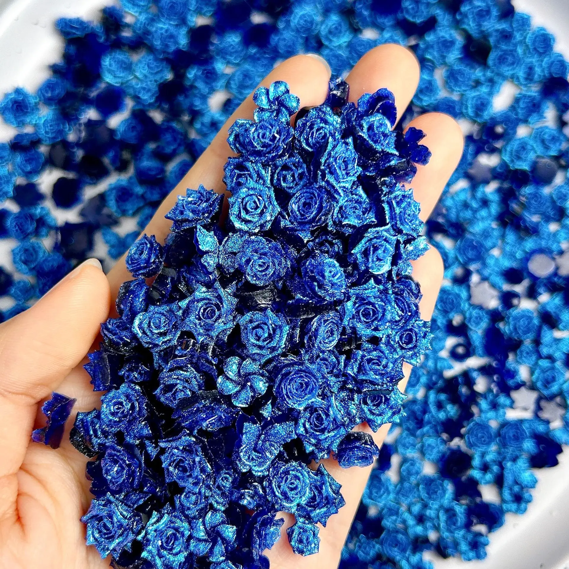 30PCS 3D Soft Acrylic Flower Nail Art Rose Charms Glitter Butterfly Accessories For Nails Decoration Manicure Material Supplies