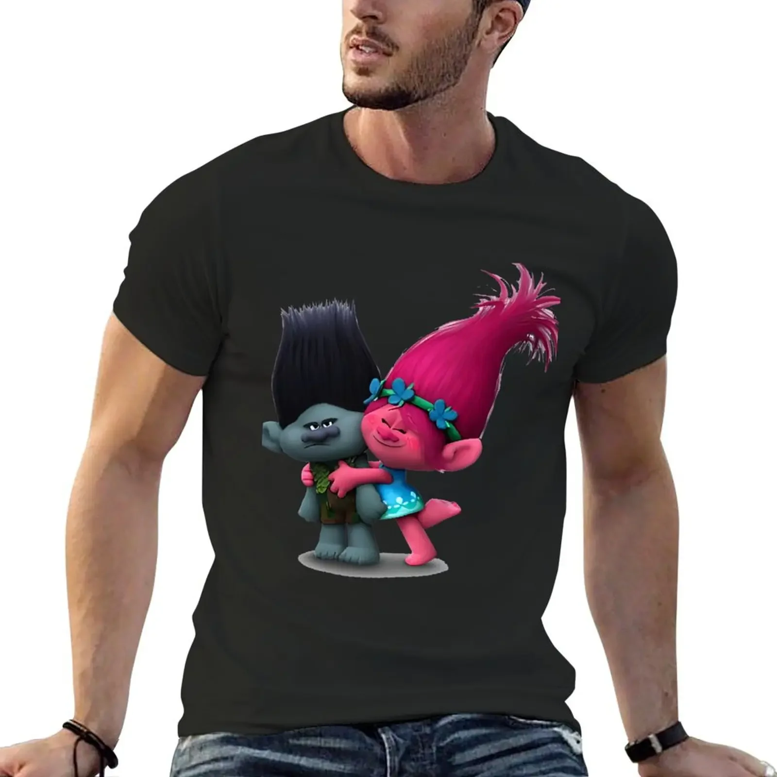 

Trolls world tour happy T-Shirt customs summer top kawaii clothes customizeds clothing for men