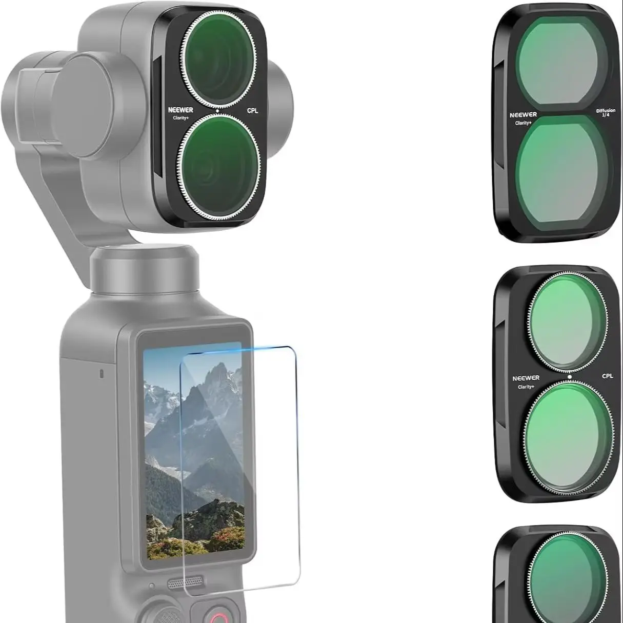 Filtr ND/CPL NEEWER do DJI Osmo Pocket 4P HD Optical, zmienny filtr ND Neutral Density ND2-32, filtr polaryzacyjny okrągły Black Diffusion 1/4 — zdjęcie produktu 7