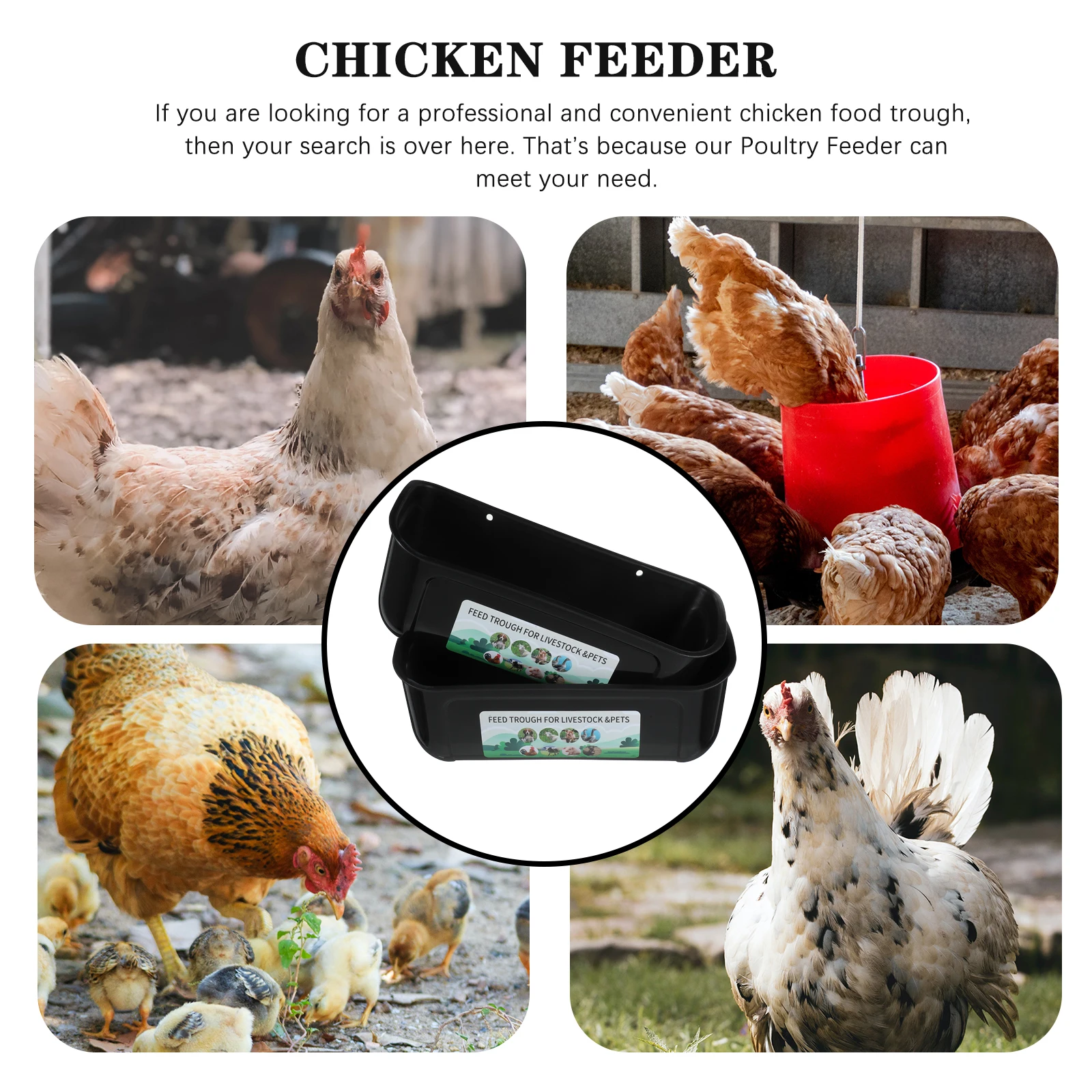 

2pcs Automatic Feeder Large Capacity Durable Hanging Trough for Chicken Duck Goat Farm Livestock Water Feed Container