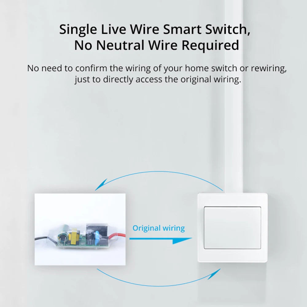 Woolley No سلك محايد واي فاي التبديل وحدة مفتاح الإضاءة الذكية الصغيرة اتجاهين التحكم متوافق مع Alexa Google Home eWeLink APP