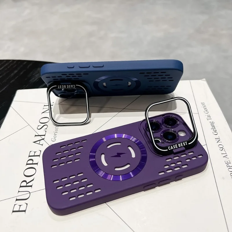 حافظة ظهر ناعمة قابلة للتنفس لهاتف آيفون 16 15 14 13 12 11 برو ماكس بلس تبريد 2026 غطاء هاتف مغناطيسي لتبديد Magsafe