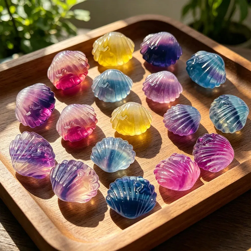 Natural Stone Crystal Carving Mini Fluorite Carvings Shells Crystals Stones Healing Statue Figure