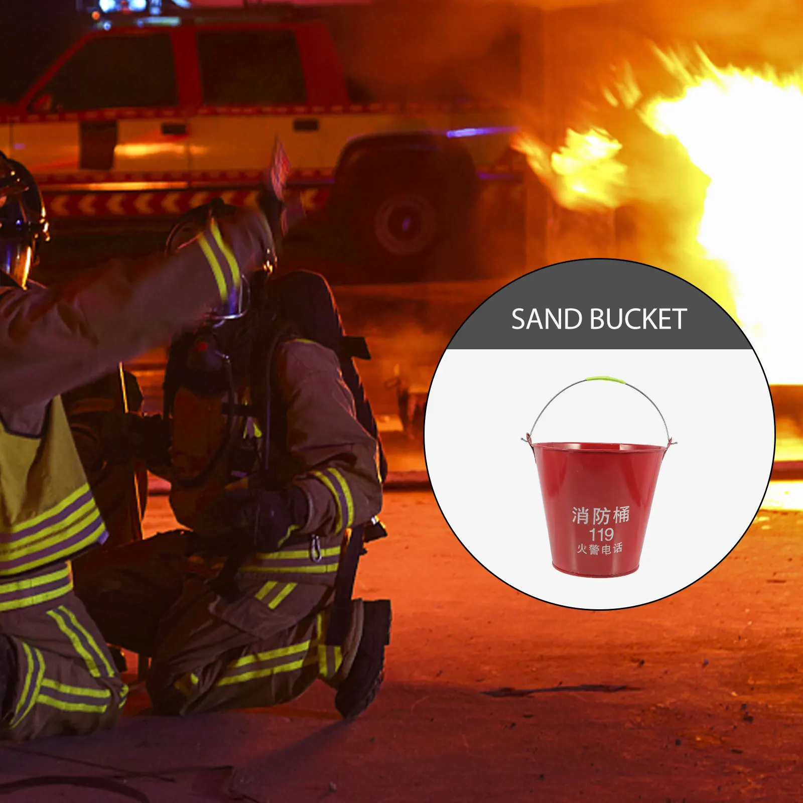 Fire Emergency Sand Bucket Iron Portable Multi-Purpose Storage Bucket Scratch-Resistant Handheld Utility Pail for Firefighting