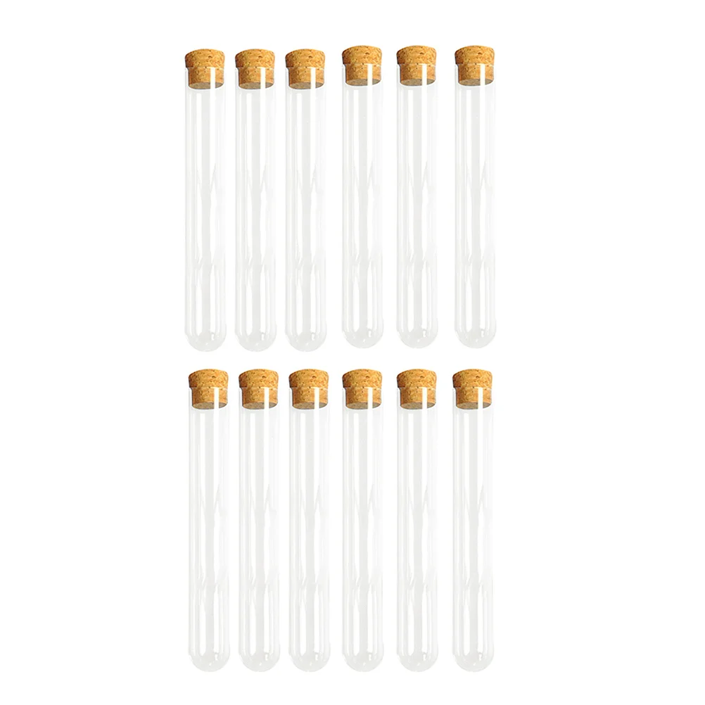 12pcs 15*100Mm Plastic Test Tube Cork Stopper For Science Experiment Liquid Powder Storage With Clips Test Tube With Clip