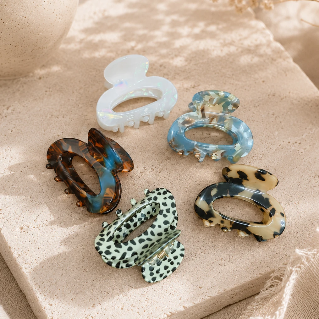 Acetate Mini Hair Claw Clip for Women Girls Hollow Hair Crab Clamp Non Slip Cute Jaw Clip Fashion Hair Accessories Daily Styling