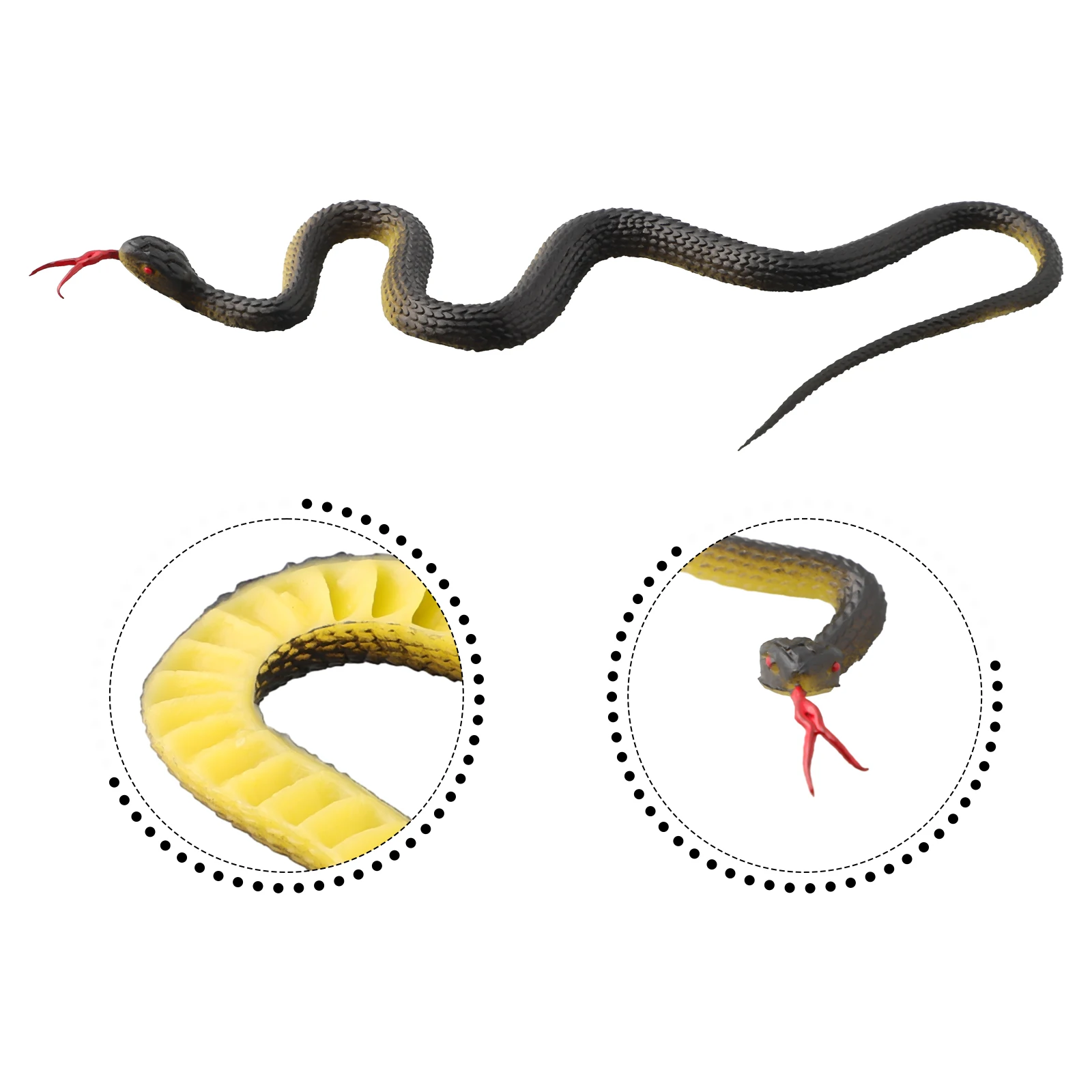 Fake Rubber Snake Toy, Realistic 45cm Prank for trick Toy with Tongue Out, Garden Decor, Birds Deterrent Fake Rubber