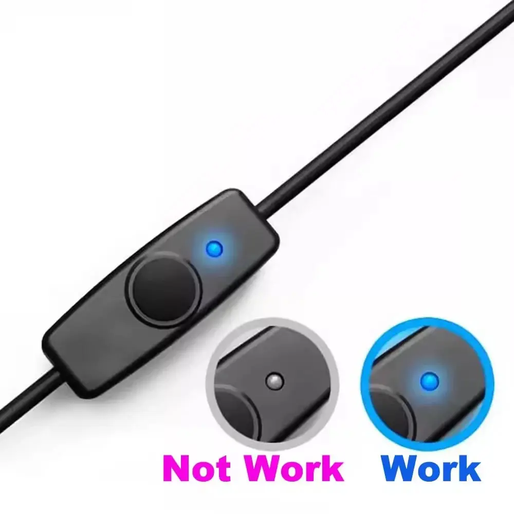 كابل شحن USB صغير 2 في 1 من النوع C / مع مفتاح تشغيل وإيقاف، سلك إمداد الطاقة من النوع C لمروحة USB، شرائط LED، مصباح مكتبي، شريط LED