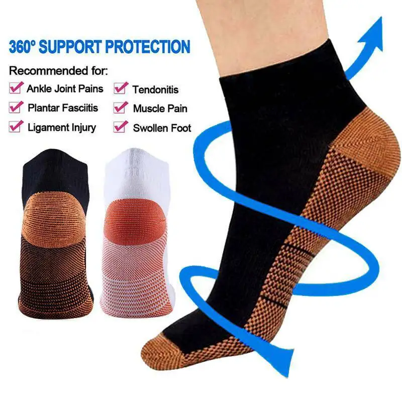 1 Pair Plantar Faciitis Compression Socks  Foot Support Ankle Arthritis Socks Breathable Foot Heel Arthritis Sport Socks