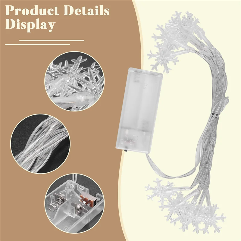 LICE-LED floco de neve luz da corda ao ar livre para o jardim de natal decoração para iluminação do feriado decoração do casamento luz 1.5m 10 lâmpada du
