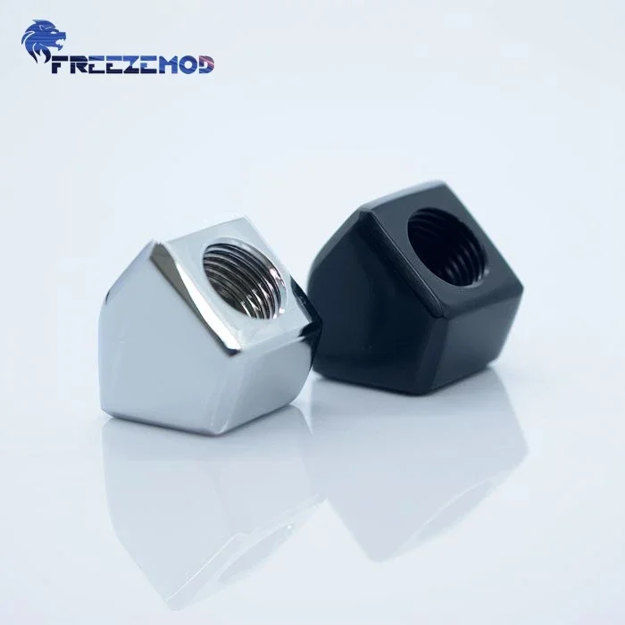 FREEZEMOD 45 Degree Angle Double Internal Adapter For Computer Water Cooling Adapter Elbow  Black Silver BSNWT-D45