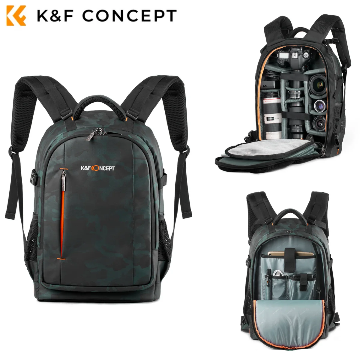 

K&F Concept 25L Travel Camera Backpack Outdoor Photography Bags Large Capacity Waterproof Bags For Canon Sony DSLR Camera Laptop