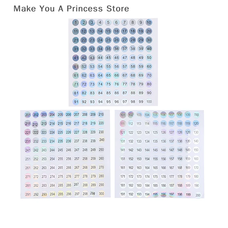 ملصقات ليزر رقم 1-300 مقاومة للماء، علامات أرقام أحمر الشفاه لطلاء الأظافر