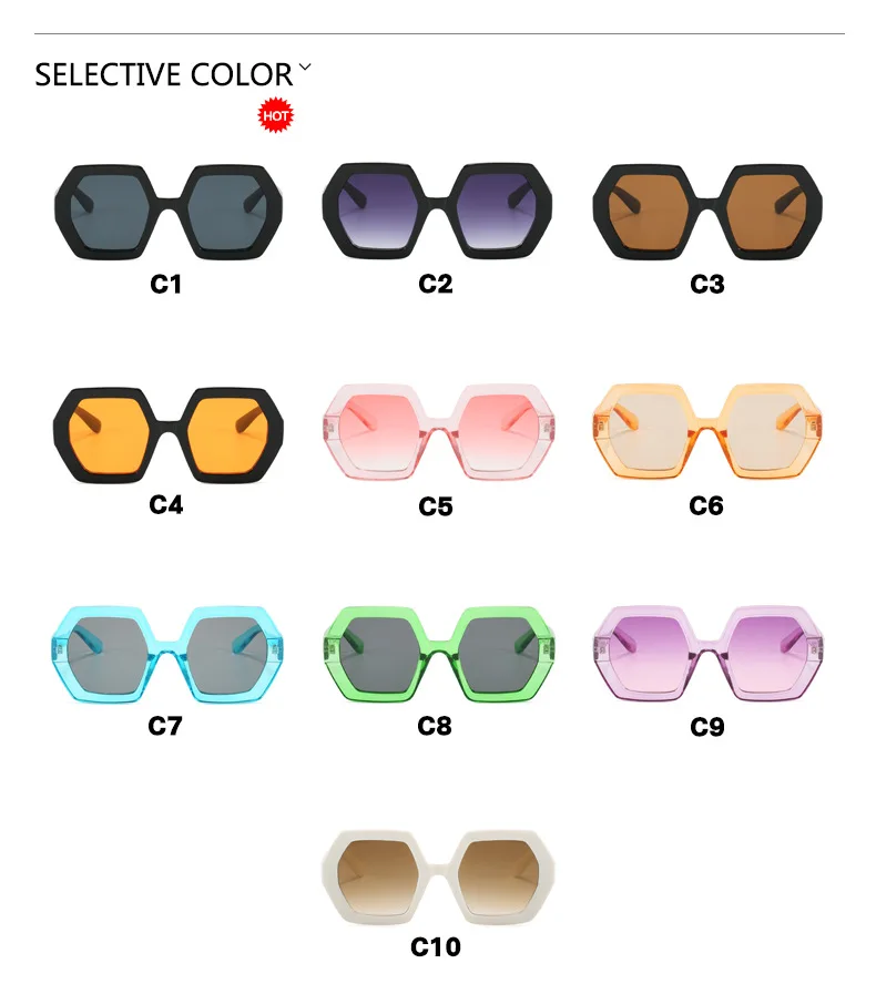 Übergroße polygon gelbe Damen Ssun glasses Mode Vintage große quadratische Sonnenbrille weibliche Luxusmarke Punk Brillen schirme – Detail 4