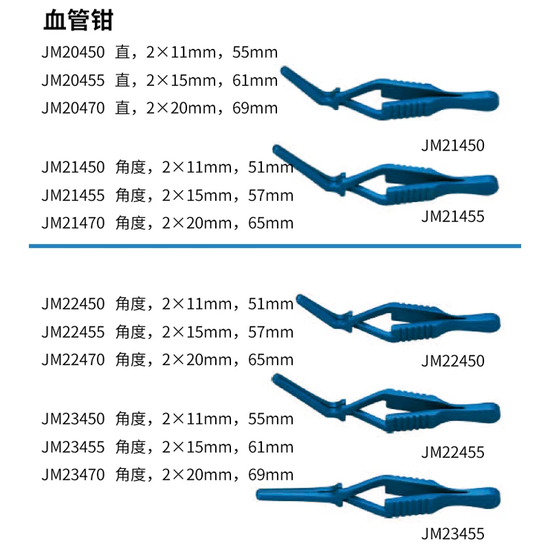 Carotid artery occlusion forceps, separation forceps, vascular clips surgical tools