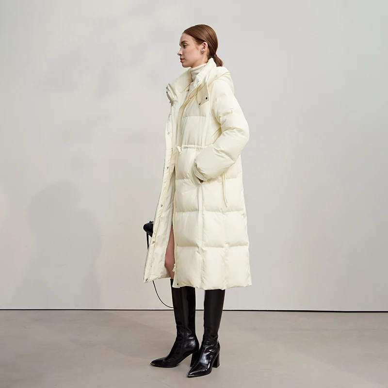 AMII Piumino 2025 Inverno Nuovo Casual Caldo Colore Solido Con Cappuccio Dritto Lungo Imbottiture Cappotto Cerniera Maniche Lunghe Top da Donna 12544149