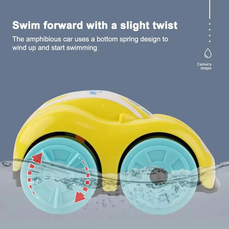 Bagnetto per bambini, gioco d'acqua, auto giocattolo, 2 pezzi, simpatico veicolo anfibio per i più piccoli, bagno estivo, divertimento per bambini, impermeabile