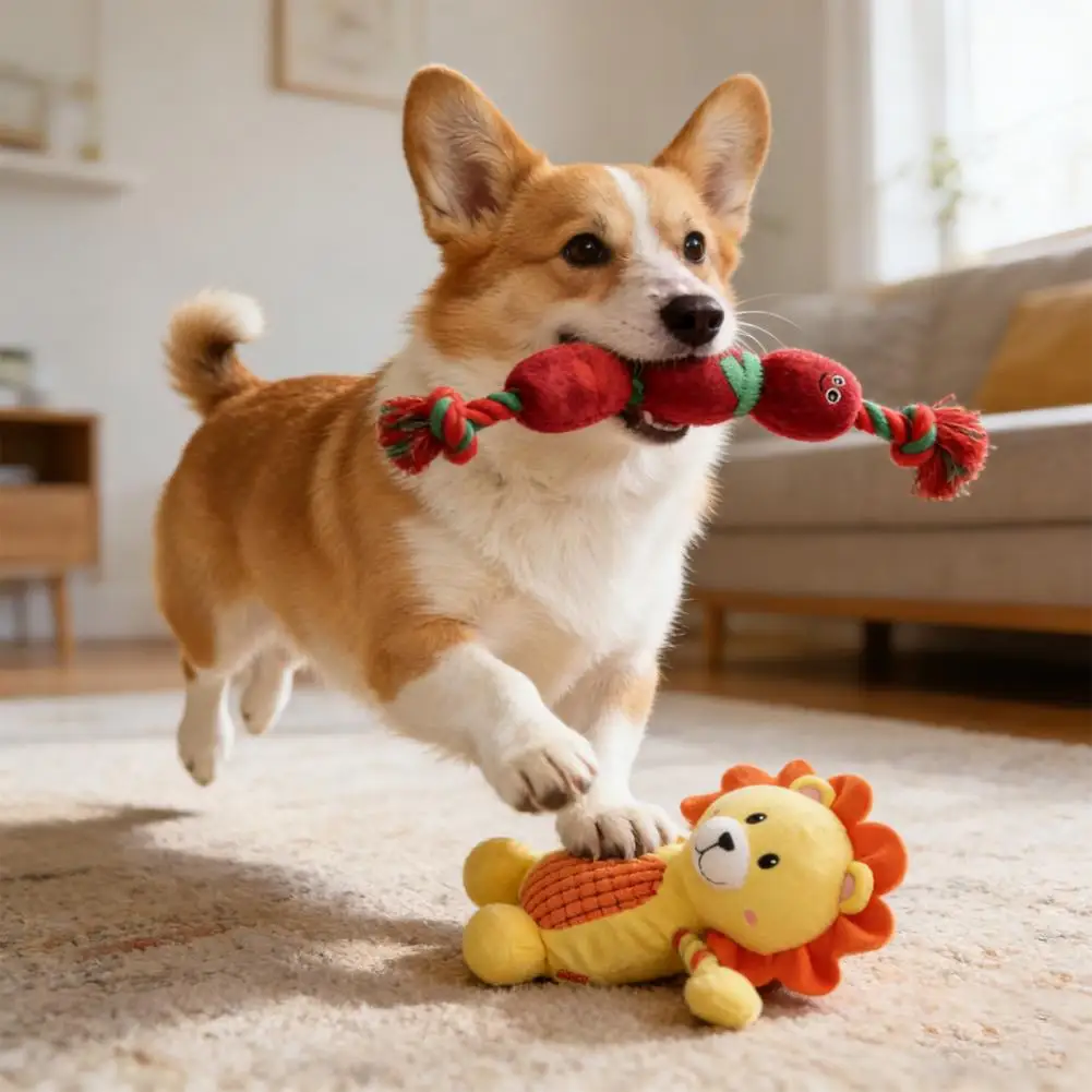 

Dog Chew Toy Plush Flower Dog Toy Tulip Squeaky Chew Toy Stuffed Puppy Teething for Teeth Tug-of-war Play Dog Boredom Buster