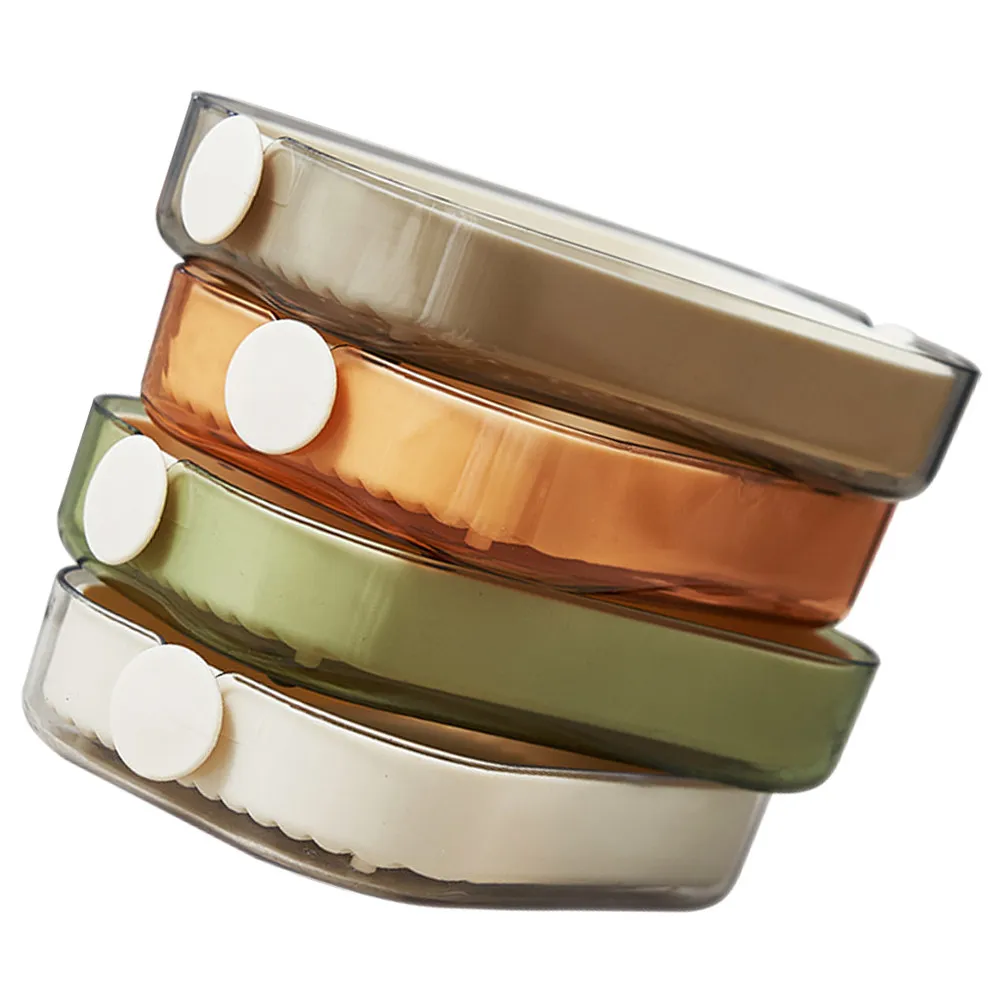 4 Pcs Simple Soap Dish Decorative Trays Double-layers Holder Creative PET Shower