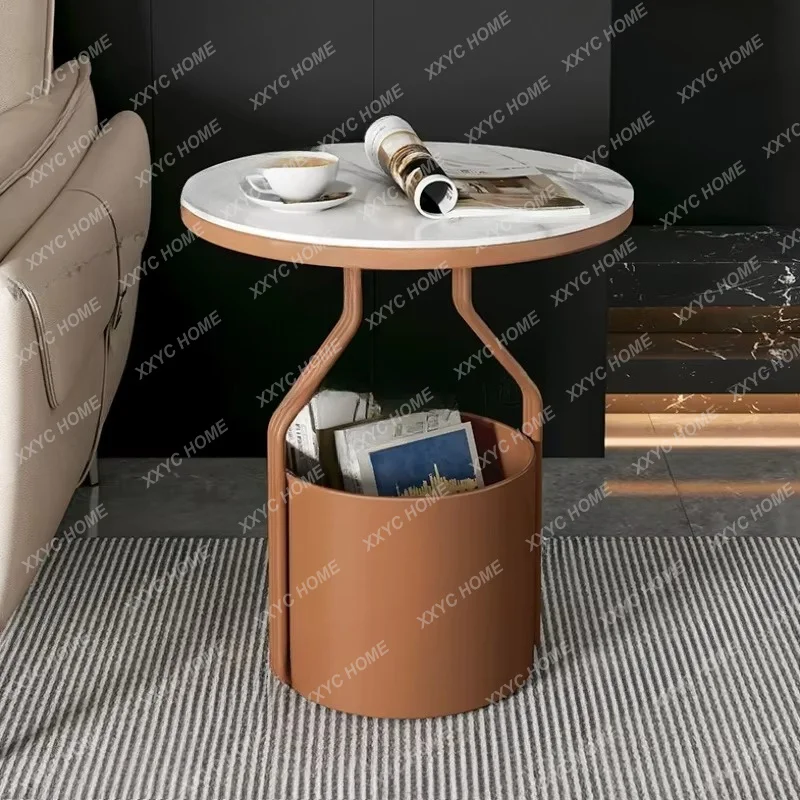 XXFactory Direct Sales Aesthetic Side Table Storage Round Marble Small Side Table Bedroom Modern Design Mesa