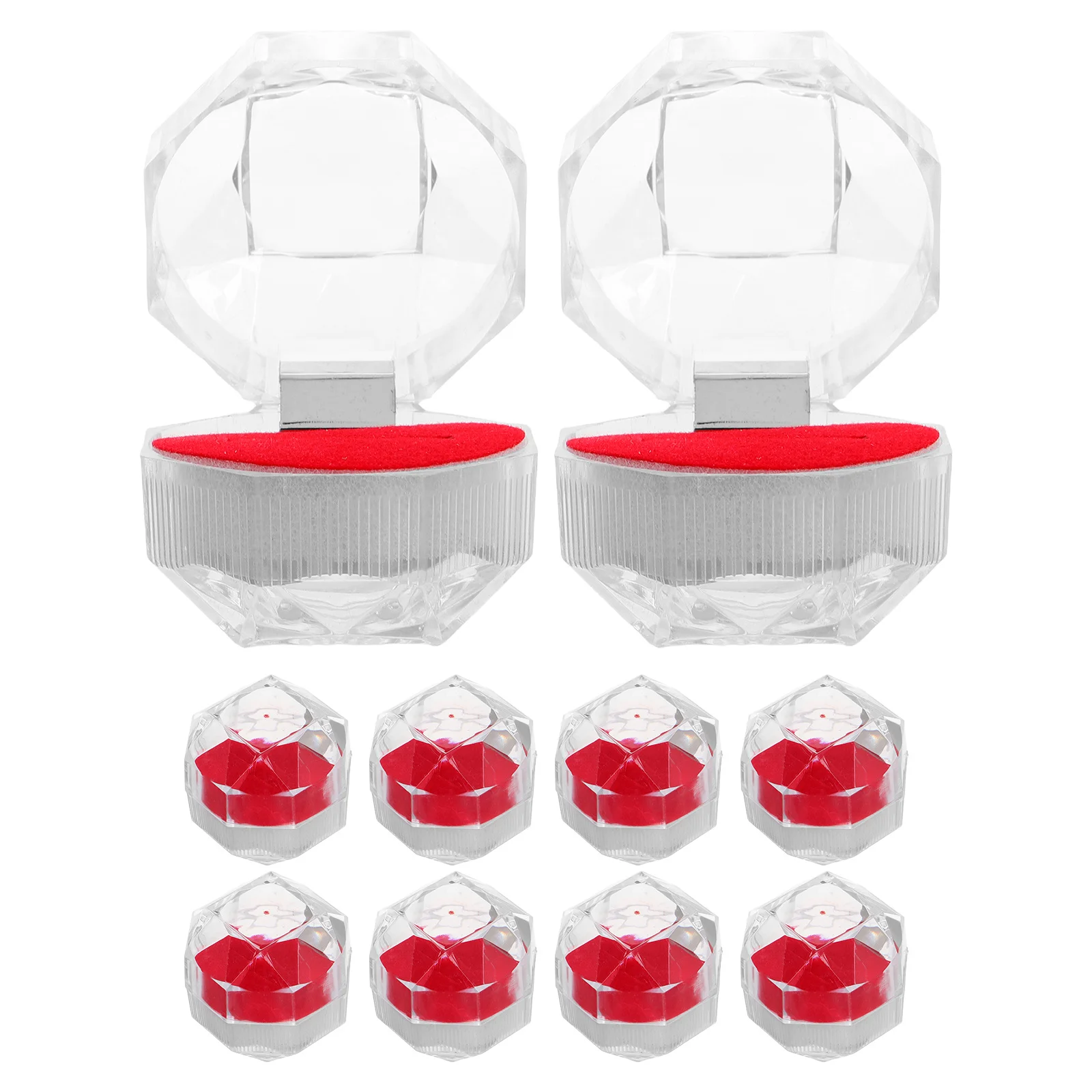 

20pcs Transparent Jewelry Box Clear Ring Earring Organizer With Lid Wedding Day Storage Case For Badges Eternal Flowers Small
