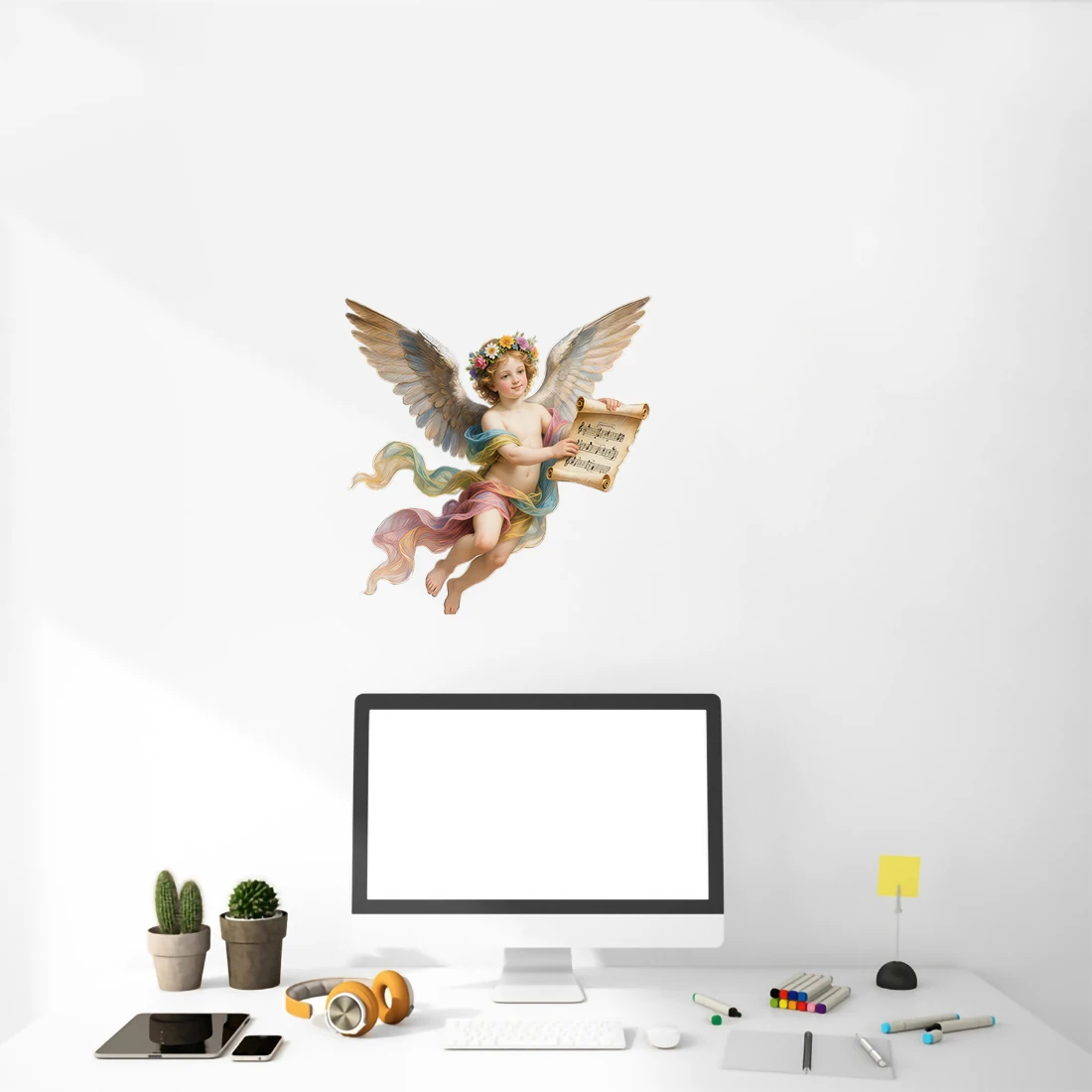 Three Ratels CFN162  angel holding the sheet music Classical wall stickers for home decoration car decals