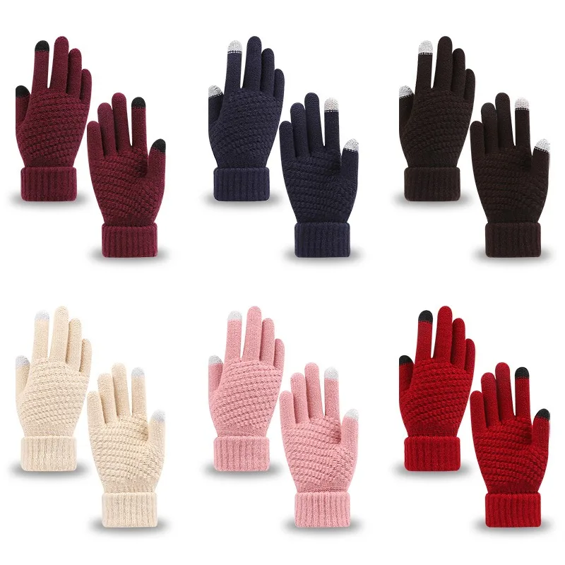 Winter Warm Knitted Gloves Mobile Phone Touch Screen Knitted Gloves Winter Thick Warm Adult Gloves for Men Women