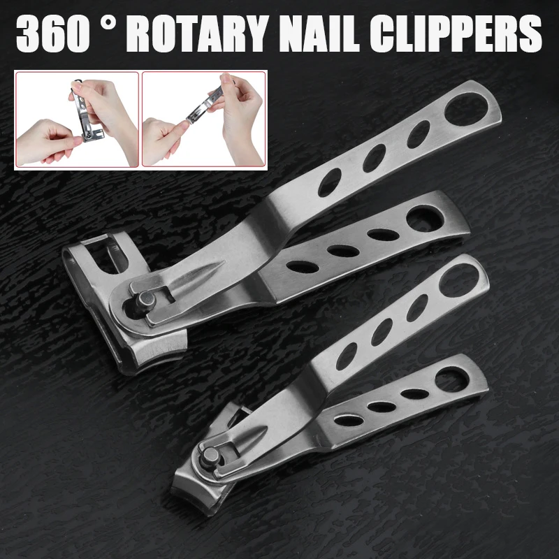 Cortador de unhas rotativo para homens, aparador de unhas e unhas em aço inoxidável, cortador de unhas rotativo, ferramenta de manicure, 360 °