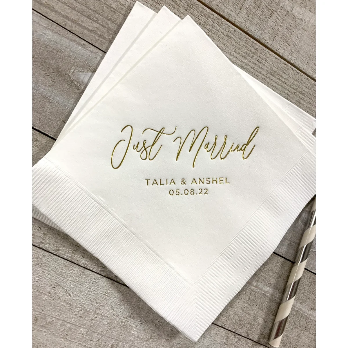 Personalized Napkins Wedding Napkins Custom Monogram Just Married Beverage Cocktail Luncheon Dinner Guest Towels Available!