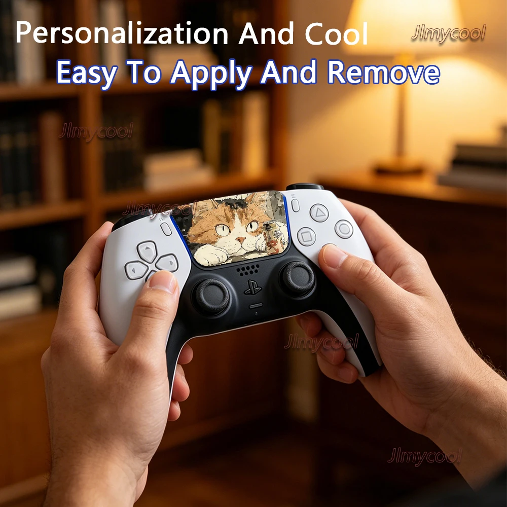 4pieces Touchpad Decals For PS5 Lovely Pet Cat Pattern Waterproof Removable Gamepad Touch Pad Stickers