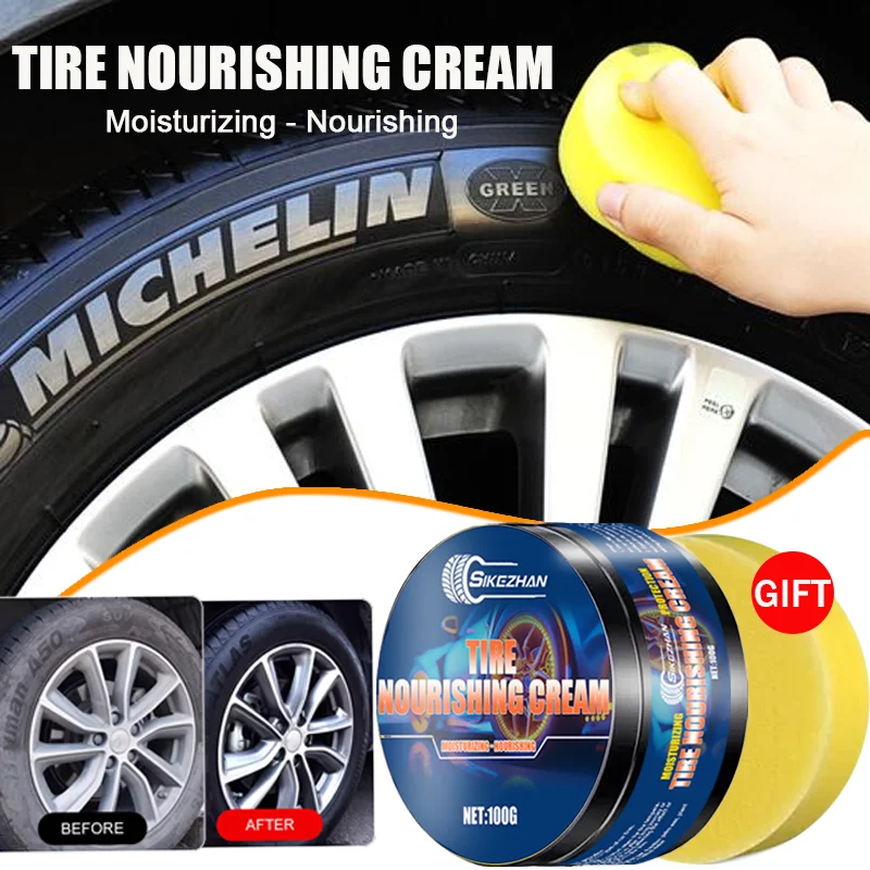 100g Universal Tyre Gloss Paste Plastic Polishing Wax for Automobile Tyre Protection, Retreading, Anti-aging and Decontamination