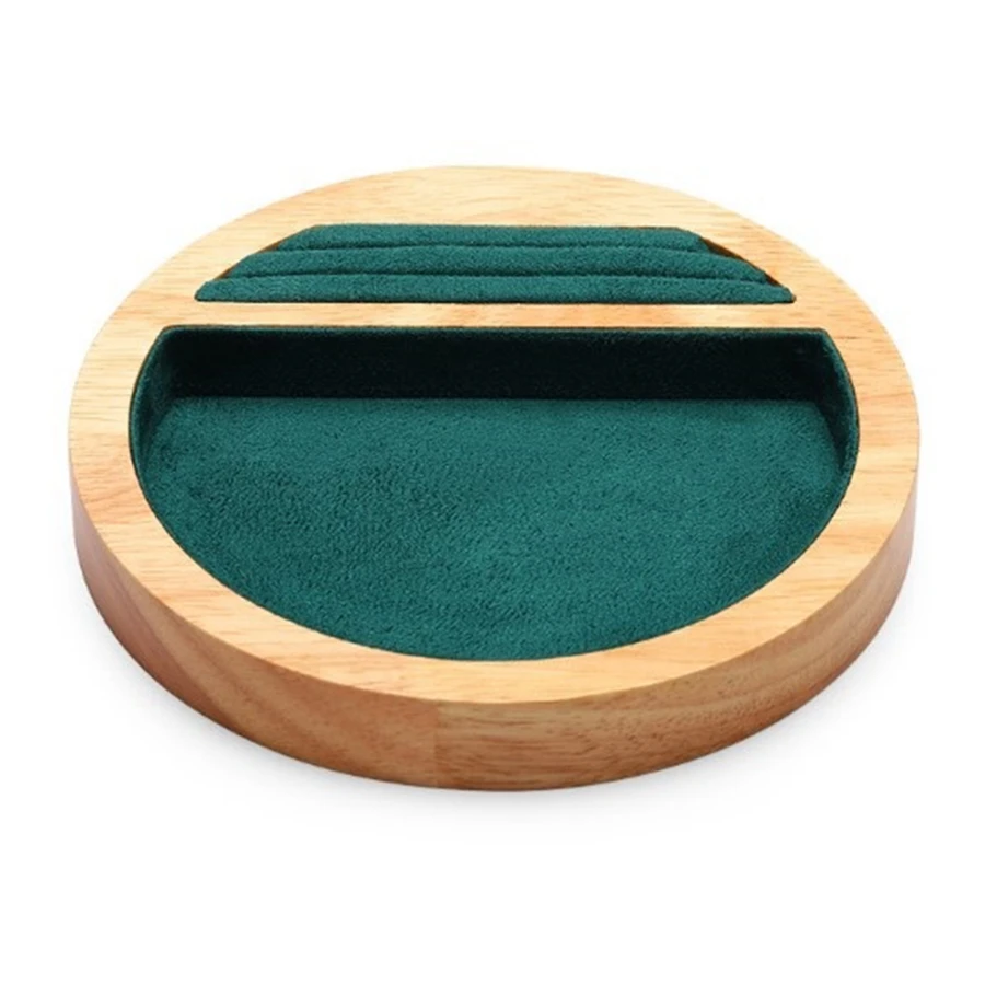 

1 Pc Rings Display Tray Wooden Round Ring Holder Showing Plate Jewelry Organizer Showcase for Shop